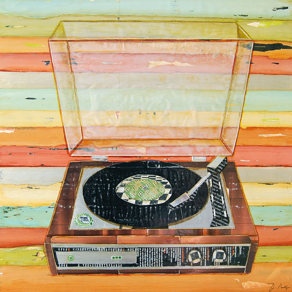 570x570 Vinyl Retro Record Player Art Print Or Canvas Wall Decorretro - Record Player Painting