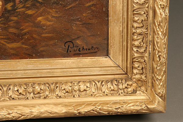 600x400 Pair Of Oil On Boards Depicting Sheep , Signed P. Schouten - Rectangle Sheep Painting