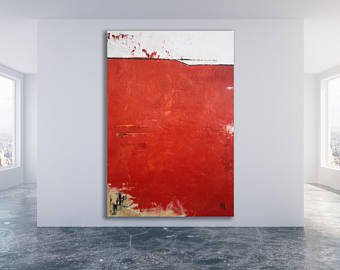 340x270 Red Abstract Art Etsy - Red Abstract Painting
