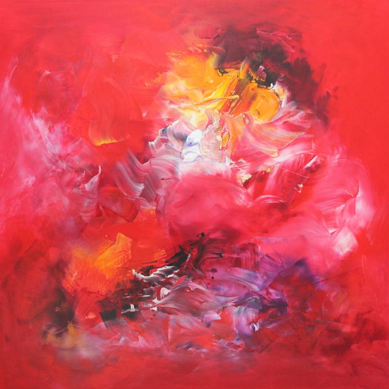 770x770 Saatchi Art Early Spring Red Abstract Floral Painting By Paresh - Red Abstract Painting