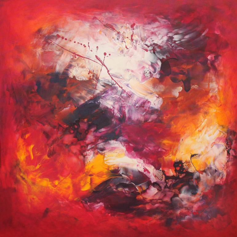770x770 Saatchi Art Rising Sunred Orange Abstract Painting By Paresh - Red Abstract Painting