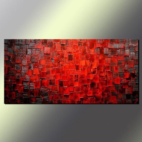 500x500 Seekland Art Modern Oil Painting Hand Painted Texture Red Abstract - Red Abstract Painting
