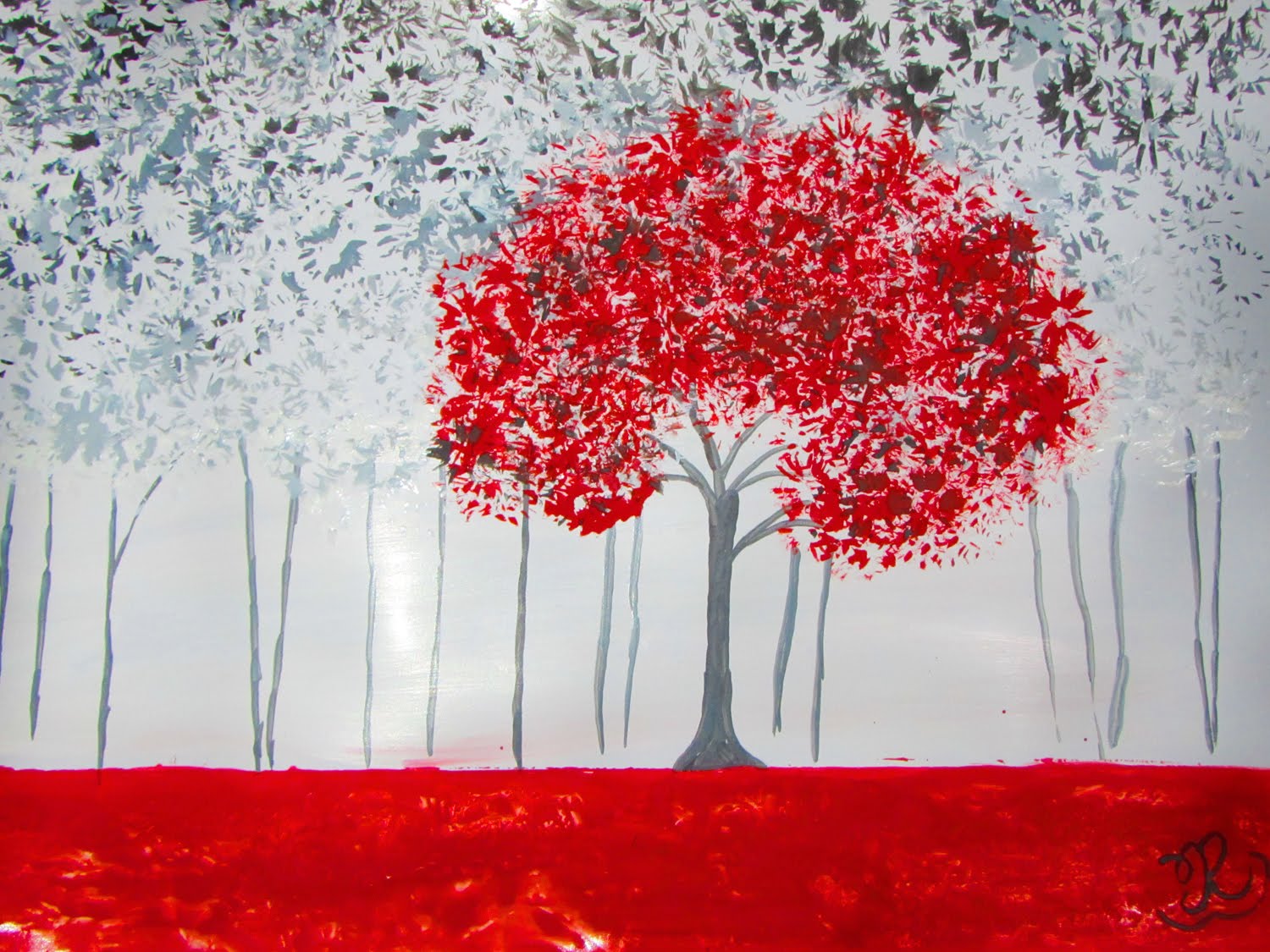 1500x1125 How To Draw And Paint Red Amp Black Forest - Red And Black Painting
