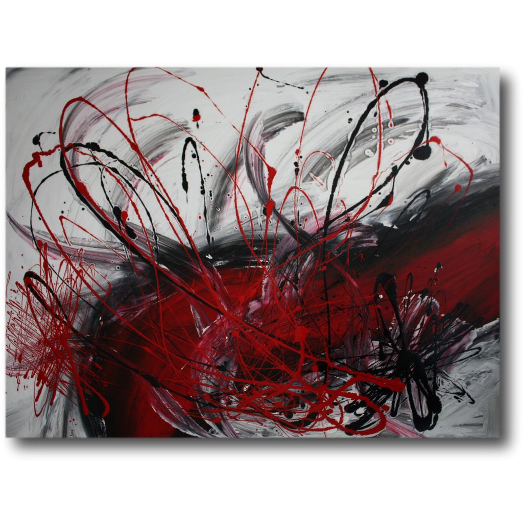 1024x1024 Abstract Art Canvas Painting Red Black White. Wall Art Paintings - Red And Black Painting