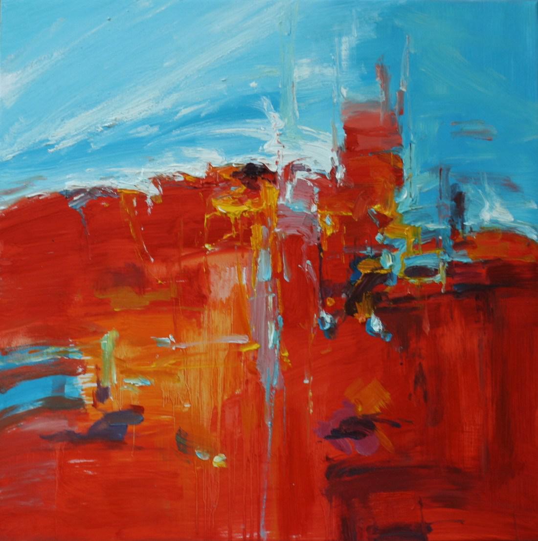1100x1107 Buy Red And Blue Abstract By Community Artists Group@ Rs. 5490 - Red And Blue Abstract Painting