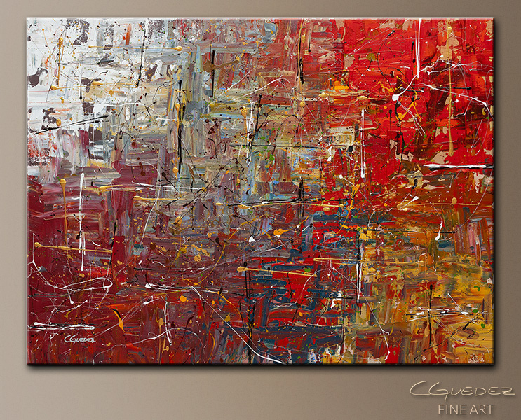 743x600 Abstract Art Painting Metropolis - Red And Blue Abstract Painting