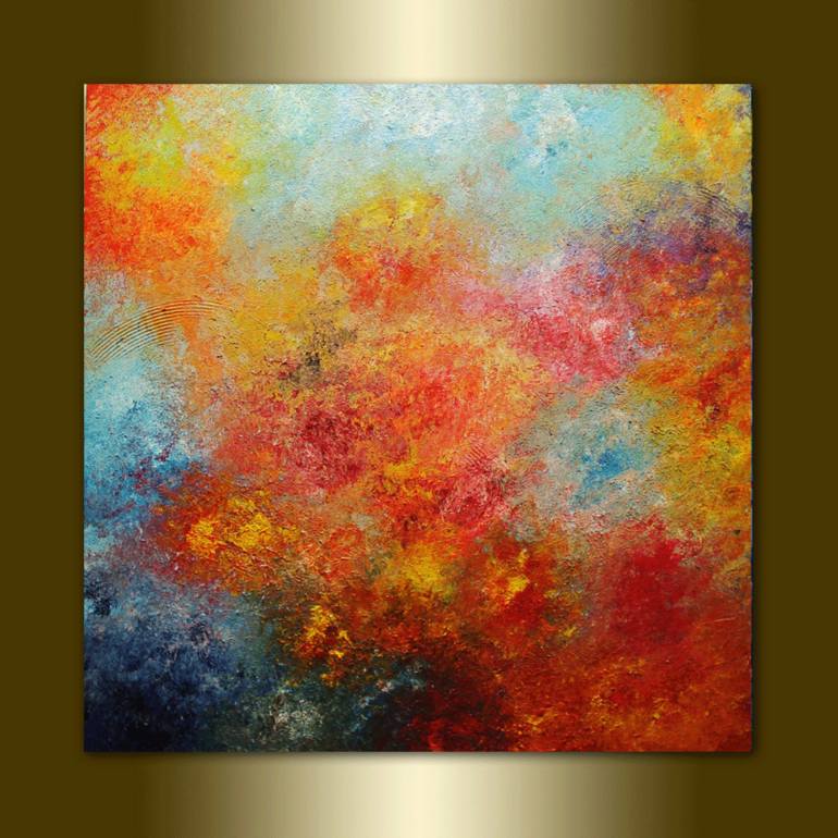 770x770 Saatchi Art Abstract,red,yellow,blue Painting By Artist Viorel - Red And Blue Abstract Painting