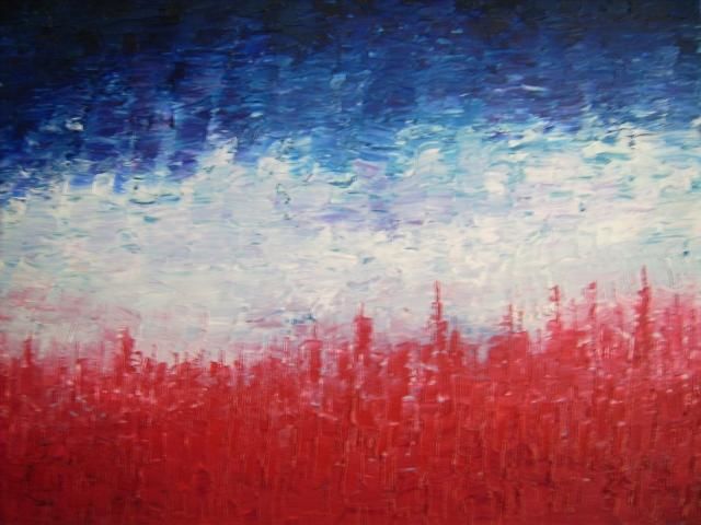 640x480 Red, White Amp Blue Landscape (Ray Garcia) - Red And Blue Painting