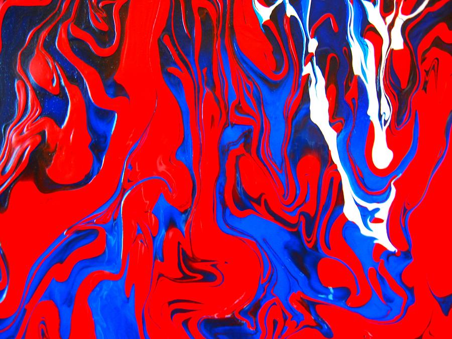 900x675 Red White Blue 3 Painting By Sharon Jones - Red And Blue Painting