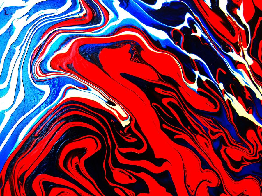 900x675 Red White Blue 5 Painting By Sharon Jones - Red And Blue Painting