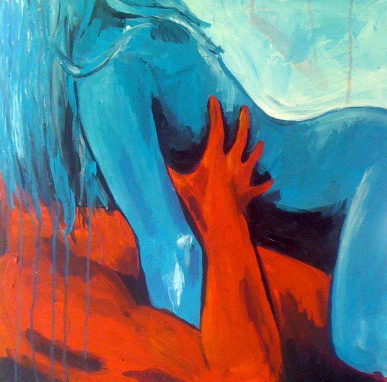 770x760 Saatchi Art Blue And Red Couple Painting By Sanda - Red And Blue Painting