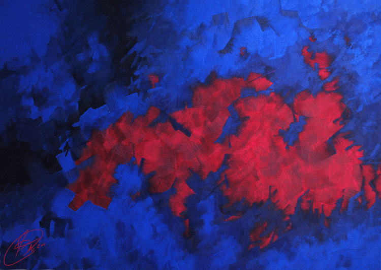 750x532 Untitled Red Blue Painting By Jade Kitten - Red And Blue Painting