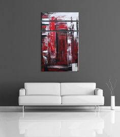 236x270 Original Abstract Art Paintings By Osnat - Red And Grey Painting