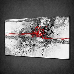 300x300 Red Grey Black Paint Splash Abstract Canvas Wall Art Print Picture - Red And Grey Painting