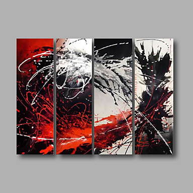 384x384 Red Grey Black Abstract Oil Painting Wall Art With Stretched Frame - Red And Grey Painting