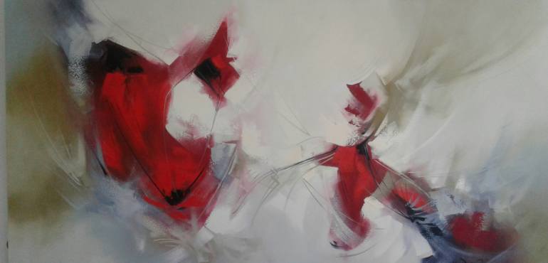 770x370 Saatchi Art Red And Grey Abstract Painting By Beatriz Dufour - Red And Grey Painting