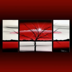 300x300 Landscape 313 Red White Black Canvas Art Modern Art Painting - Red And White Painting