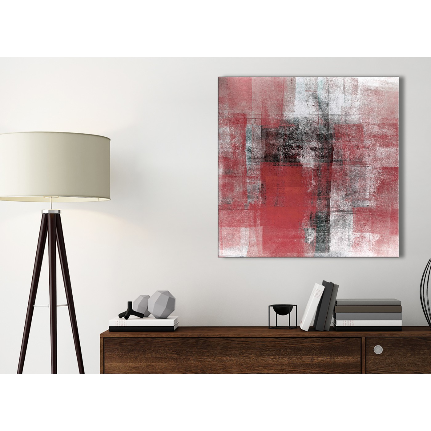 1400x1400 Red Black White Painting Bathroom Canvas Wall Art Accessories - Red And White Painting