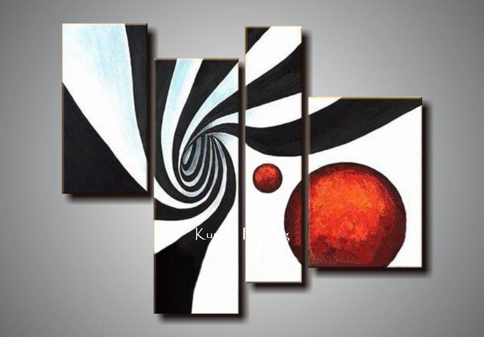 945x657 2018 100% Hand Painted Unstretched Black White Red Canvas Art - Red And White Painting