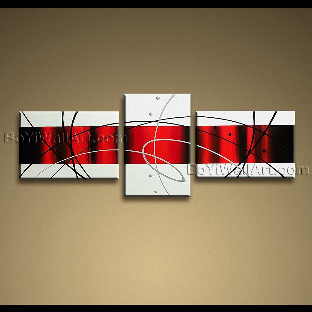 1000x1000 Stunning Handmade Painting On Canvas Red White Black Abstract - Red And White Painting