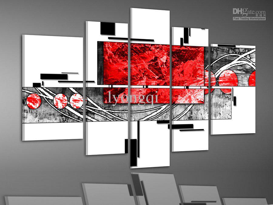 900x676 2018 Hand Painted Hi Q Modern Abstract Oil Painting On Canvas Red - Red And White Painting