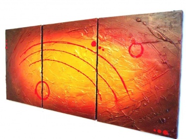 375x281 Enigmatic Gold Original Sculpture Painting Textured Black Red - Red And Yellow Abstract Painting