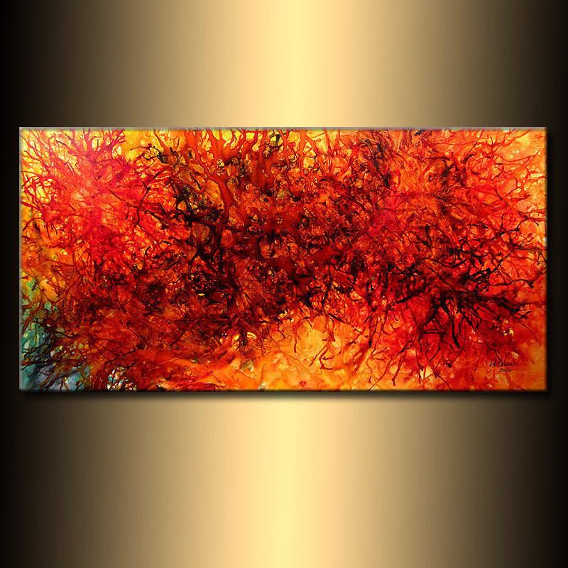 800x800 Original Modern Abstract Painting Contemporary Red Yellow - Red And Yellow Abstract Painting