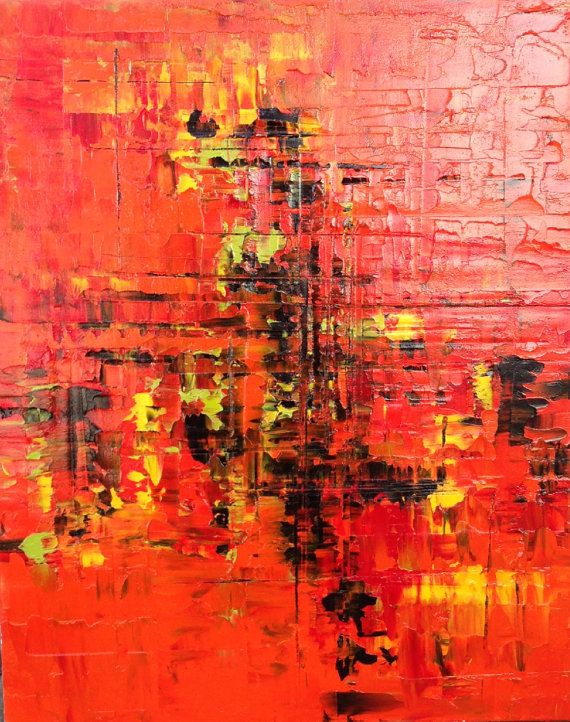 570x722 Red Knife Work - Red And Yellow Abstract Painting