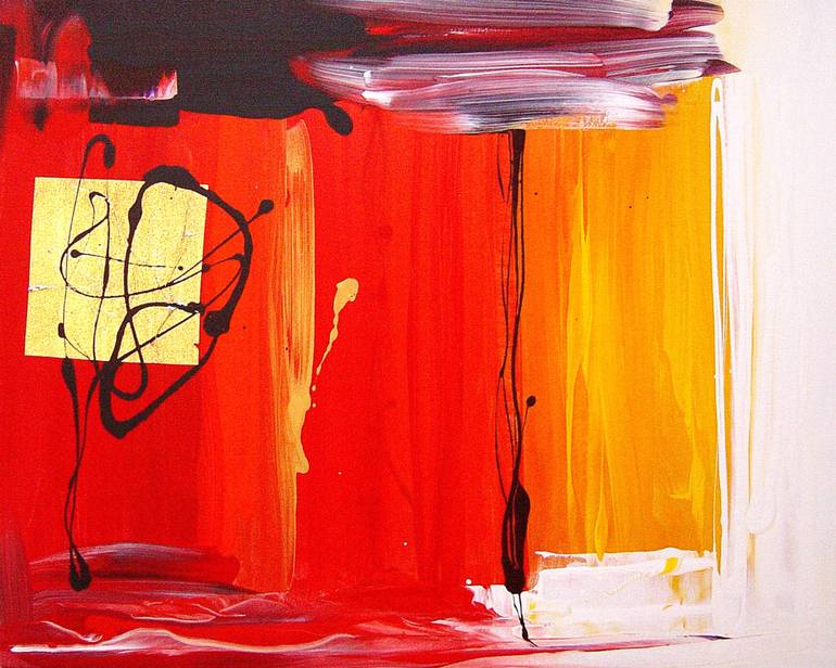 770x616 Saatchi Art Dusk Till Dawn Red Yellow Abstract Painting By - Red And Yellow Abstract Painting