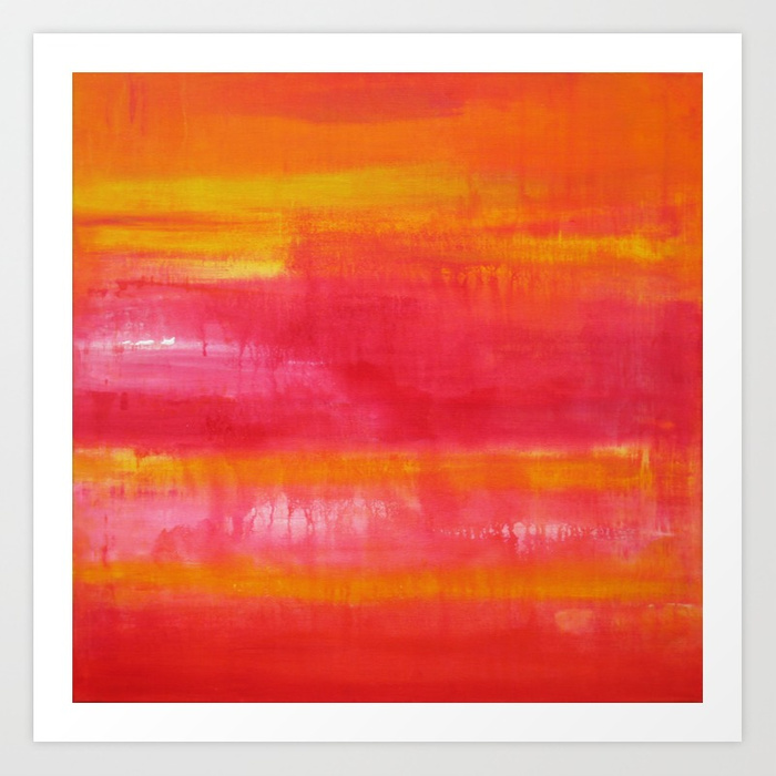 700x700 Summer Day' Orange Red Yellow Abstract Art Art Print By Art By - Red And Yellow Abstract Painting