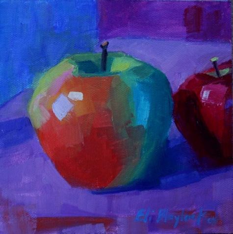 475x476 Oil Painting Of Red Apples On Violet Original Art Painting By - Red Apple Painting