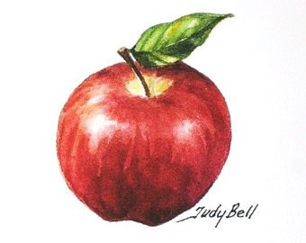 340x270 Red Apple Painting Etsy - Red Apple Painting