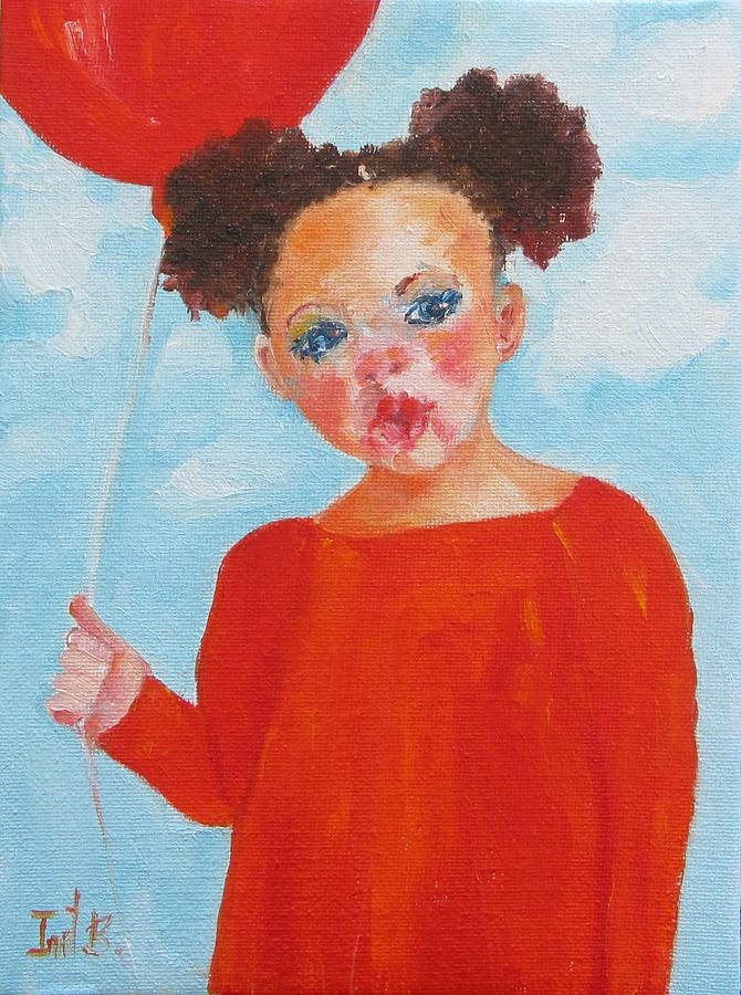 670x900 The Girl With The Red Balloon Painting By Irit Bourla - Red Balloon Painting