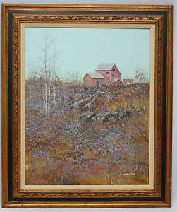 251x300 Monumental John Lewis Egenstafer Landscape Oil Painting Red Barn - Red Barn Oil Painting