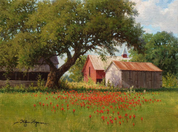 600x445 Realistic Art Gallery Of Oil Paintings By William Hagerman - Red Barn Oil Painting