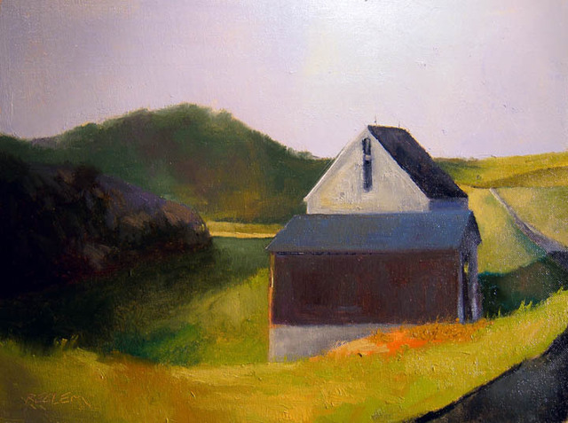 640x477 Richard Clem Artwork One Red Barn One White Barn Original - Red Barn Oil Painting