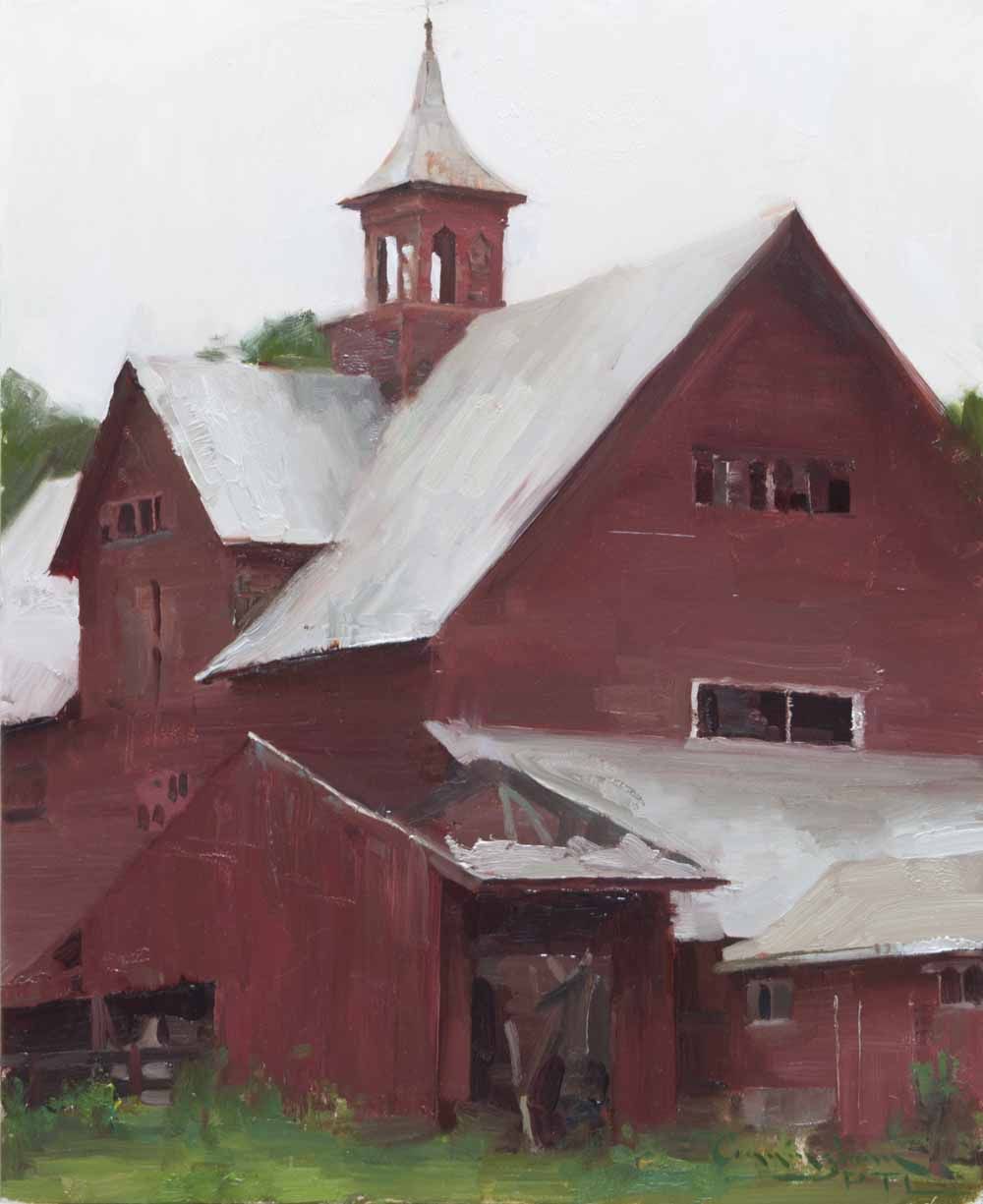 1000x1225 Tj Cunningham Red Barn Oil Painting Art ~ Landscapes - Red Barn Oil Painting