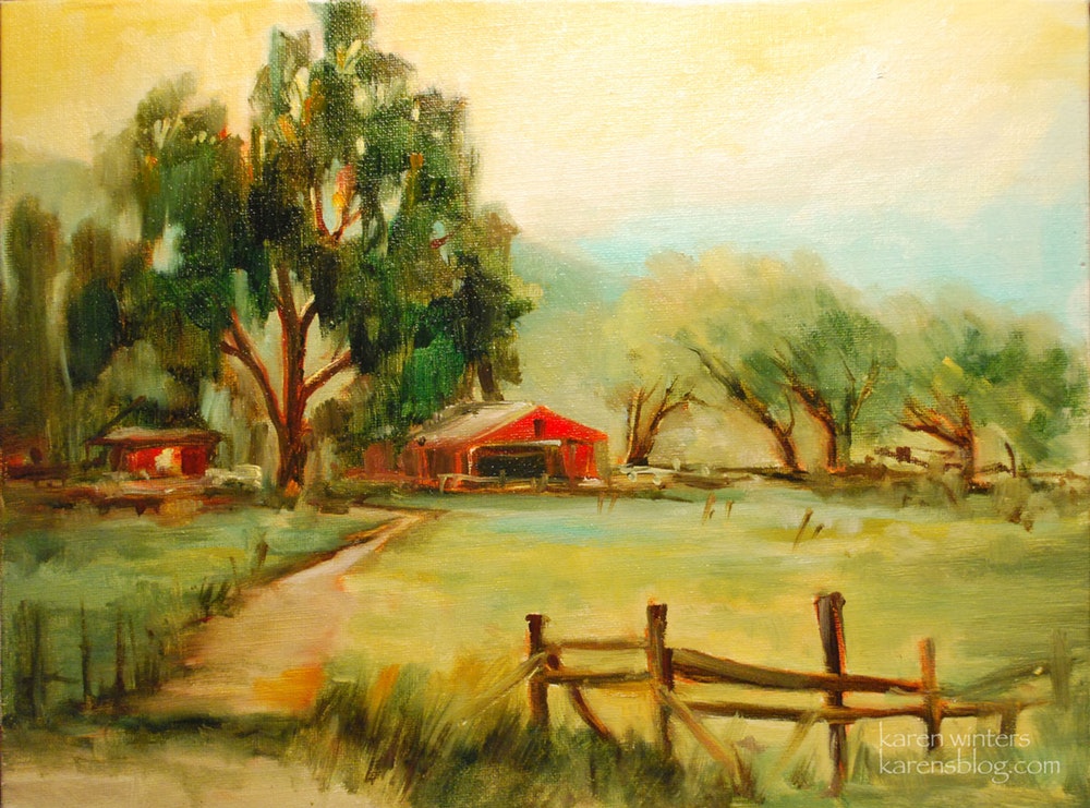 1000x741 The Red Barn - Red Barn Oil Painting
