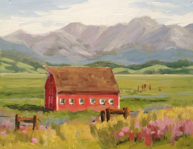 672x519 Dnewmanpaintings July 2013 - Red Barn Oil Painting