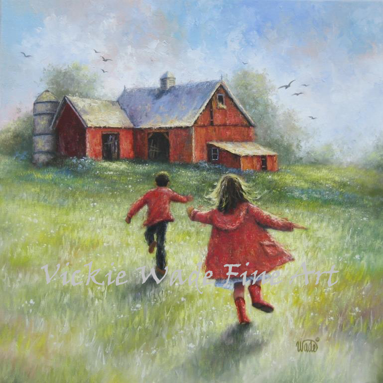 769x768 Red Barn Painting Vickie Wade Fine Art - Red Barn Oil Painting