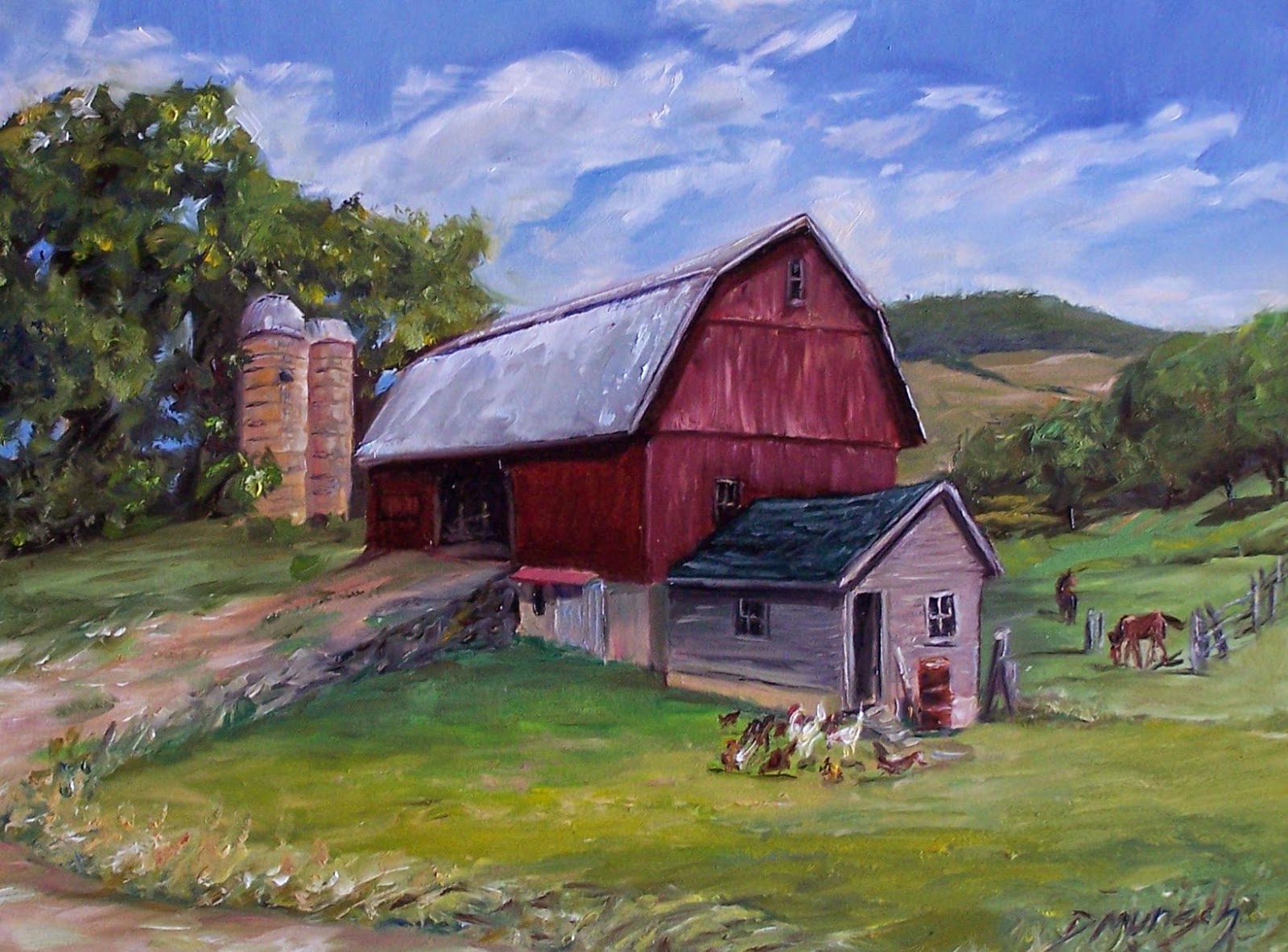 Red Barn Oil Painting at PaintingValley.com | Explore collection of Red ...