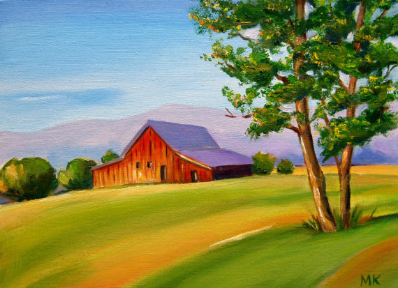 570x413 Download Red Barn Landscaping Landscape Channel - Red Barn Oil Painting