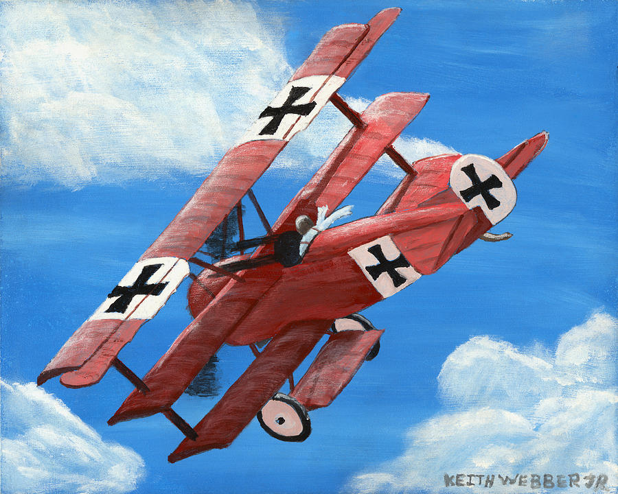 900x720 Red Barron Fokker Dr.1 Triplane Painting Painting By Keith Webber Jr - Red Baron Painting
