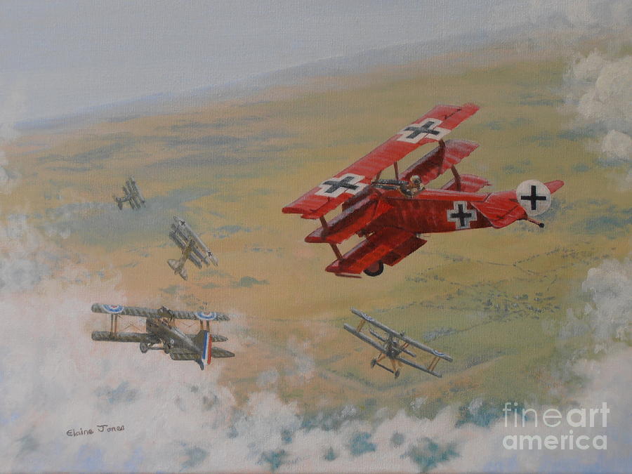 900x675 The Red Baron Painting By Elaine Jones - Red Baron Painting