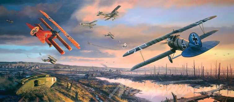 755x330 Twilight Of The Red Baron By Nicolas Trudgian - Red Baron Painting