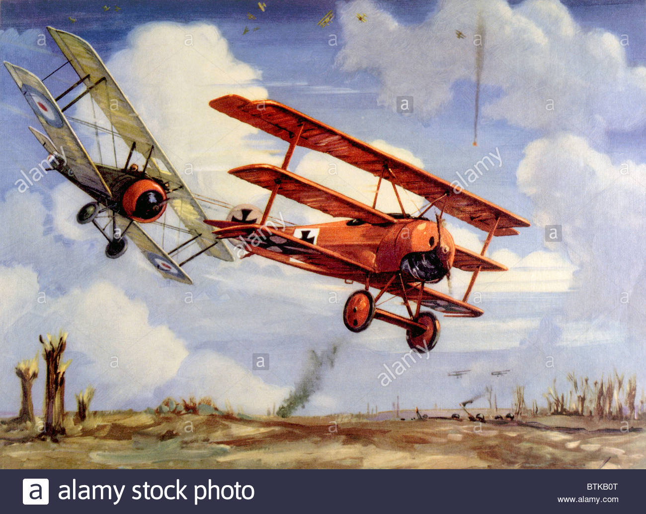1300x1033 World War I Air Battle Depicting A Canadian Sopwith Camel Piloted - Red Baron Painting