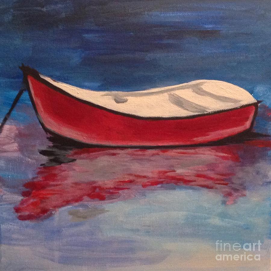 900x900 Red Boat Painting By Catherine Maroney - Red Boat Painting