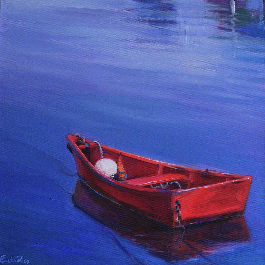 898x900 Red Boat Painting By Ezartesa Art - Red Boat Painting