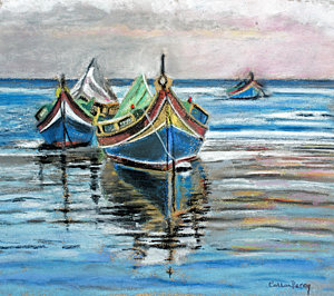 300x266 Red Boat Paintings Fine Art America - Red Boat Painting