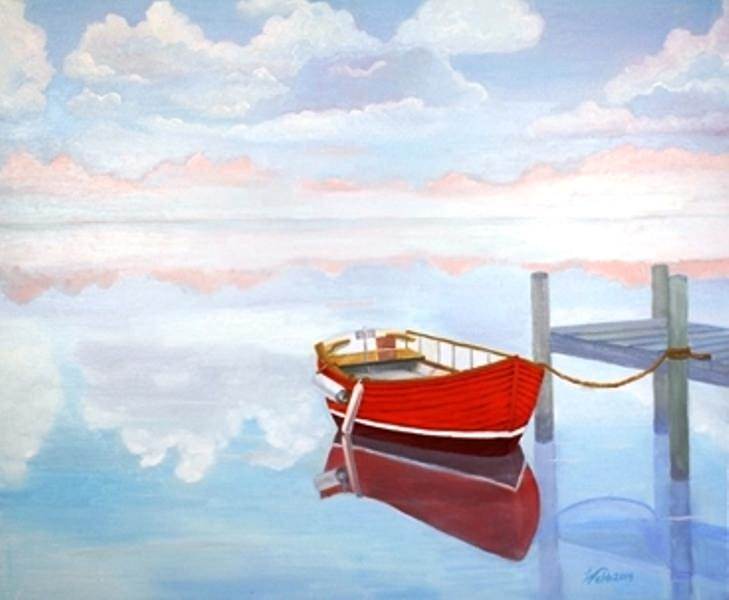 729x600 Sarah Webb - Red Boat Painting
